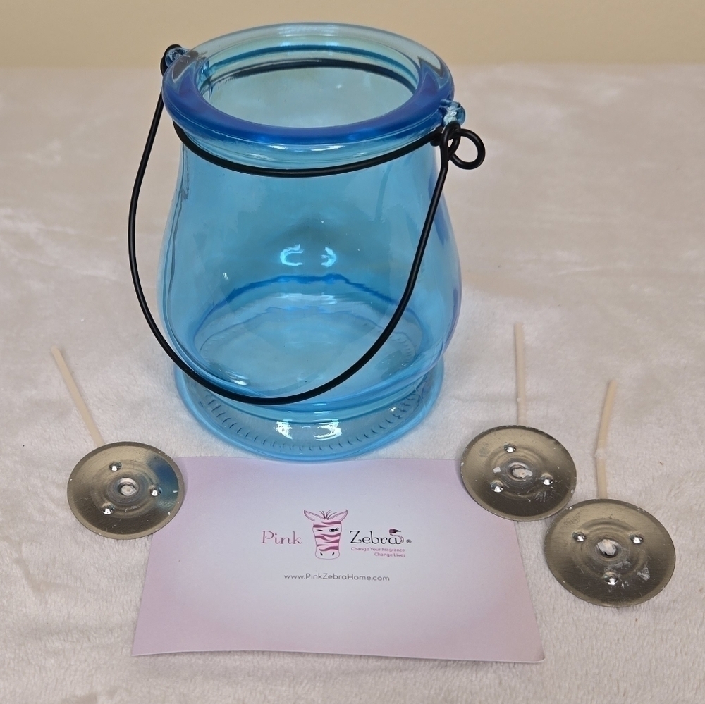 Pink Zebra Blue Glimmer Glass Candle Kit - No Box